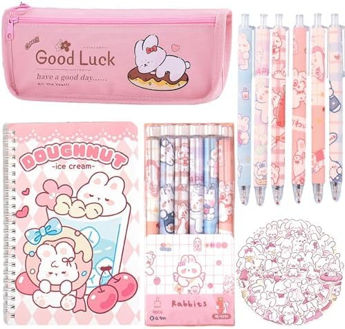 58PCS Cute Rabbit School Supplies Set Kawaii Stationery Kit Back to School, Including Notebook,Ge... | Amazon (US)