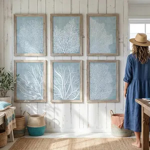 Light Blue Coastal Wall Art Printable: Sea Coral Prints, Beach House Pictures | Etsy (US)