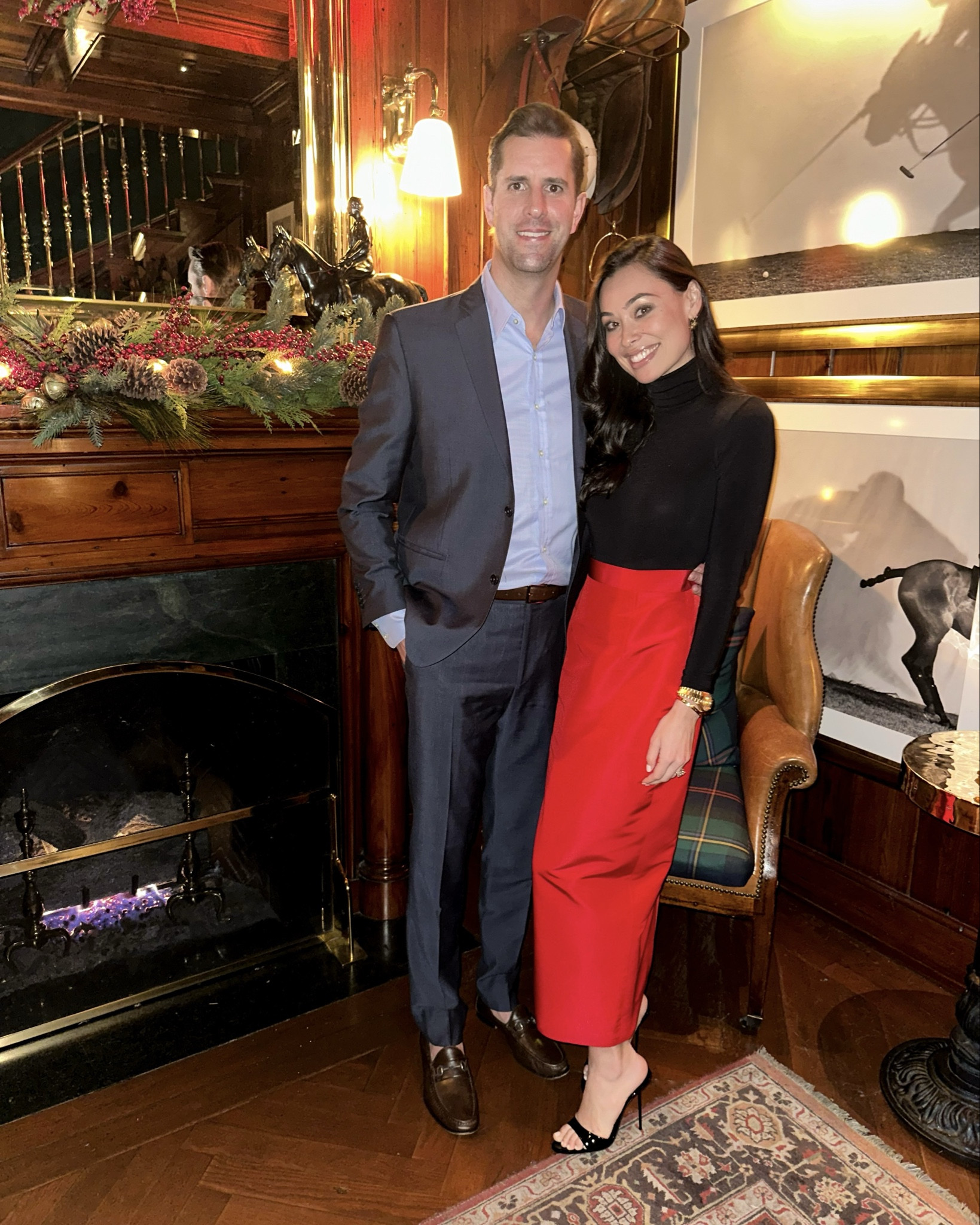 Holiday outfits, cocktail party, Polo Bar, NYC, Thomas Jamieson style, Kat Jamieson, red skirt, Christmas, festive outfit. 

#LTKHoliday #LTKParties #LTKMens