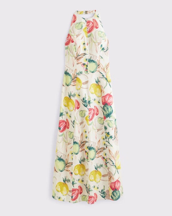 Women's Premium Linen High-Neck Maxi Dress | Women's Dresses & Jumpsuits | Abercrombie.com | Abercrombie & Fitch (US)