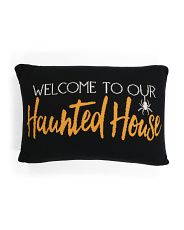 16x24 Knit Welcome To Our Haunted House Pillow | TJ Maxx