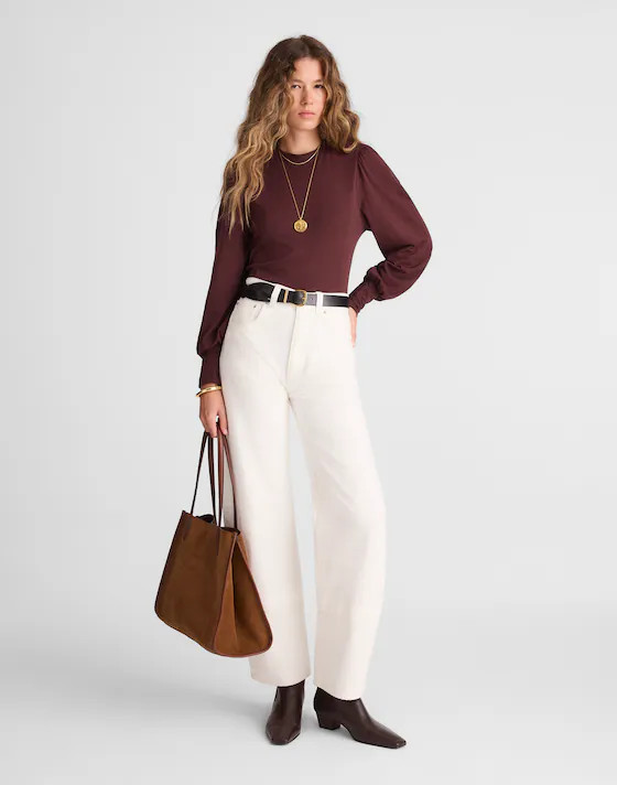 Smocked Long-Sleeve Top in Soft Slub | Madewell