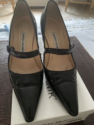 Manolo Blahnik Black Patent Mary Jane’s Size 37 | eBay US