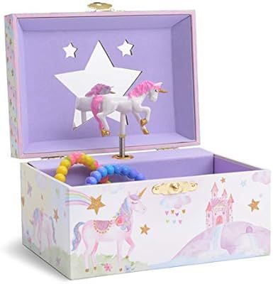 Jewelkeeper Girl's Musical Jewelry Storage Box with Spinning Unicorn, Glitter Rainbow and Stars D... | Amazon (US)