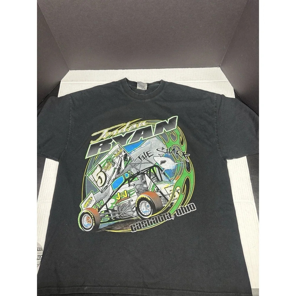 Vintage Y2K Mens XL Tribal The Shark Jordan Ryan Racing Double Sided Tshirt | Poshmark