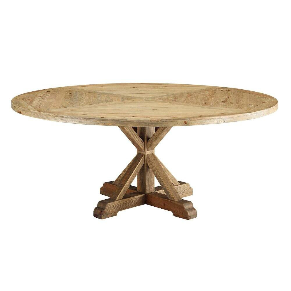 Modway - Stitch 71" Round Pine Wood Dining Table - Brown | Best Buy U.S.