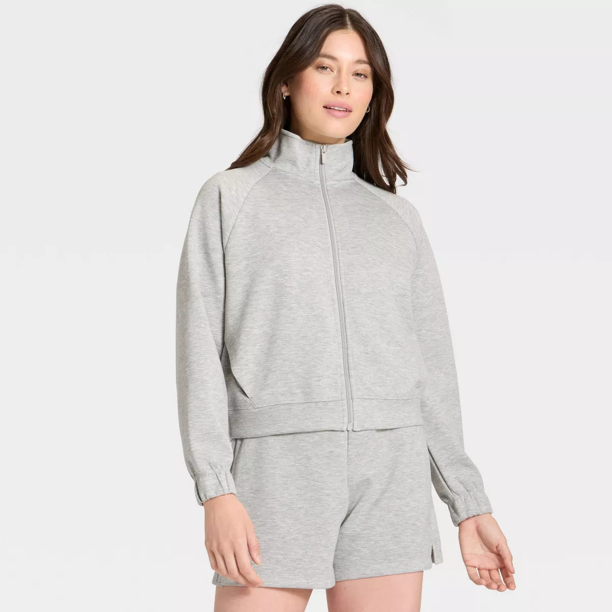 Women's Airy Sleek Full Zip Jacket - All In Motion™ Heathered Gray XL | Target