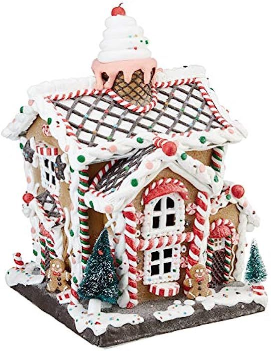 Kurt S. Adler 14-Inch Battery-Operated Light-Up Gingerbread House Table Piece, Multi | Amazon (US)