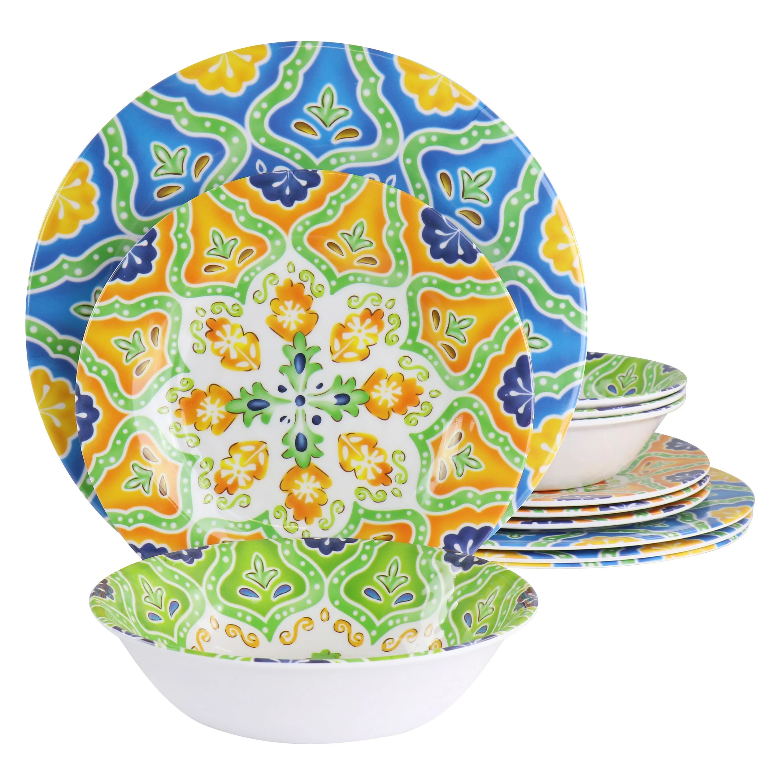 Elama Stapanya 12 Piece Melamine Dinnerware Set | Walmart (US)