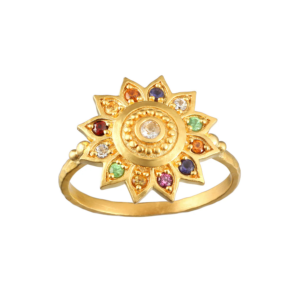 Vibrant Self Multi Stone Lotus Ring | Satya Jewelry