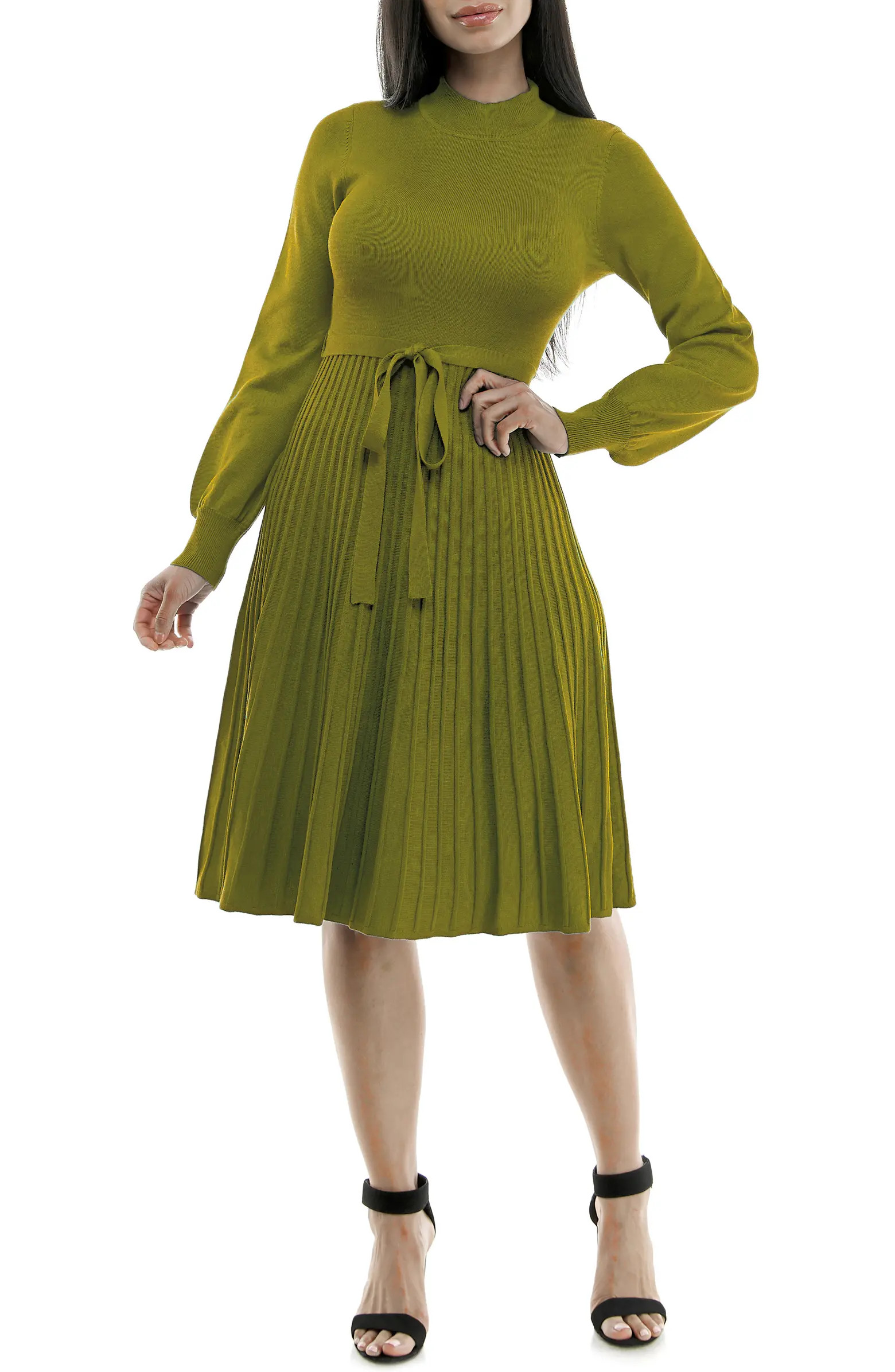 Tie Waist Fit & Flare Sweater Dress | Nordstrom Rack