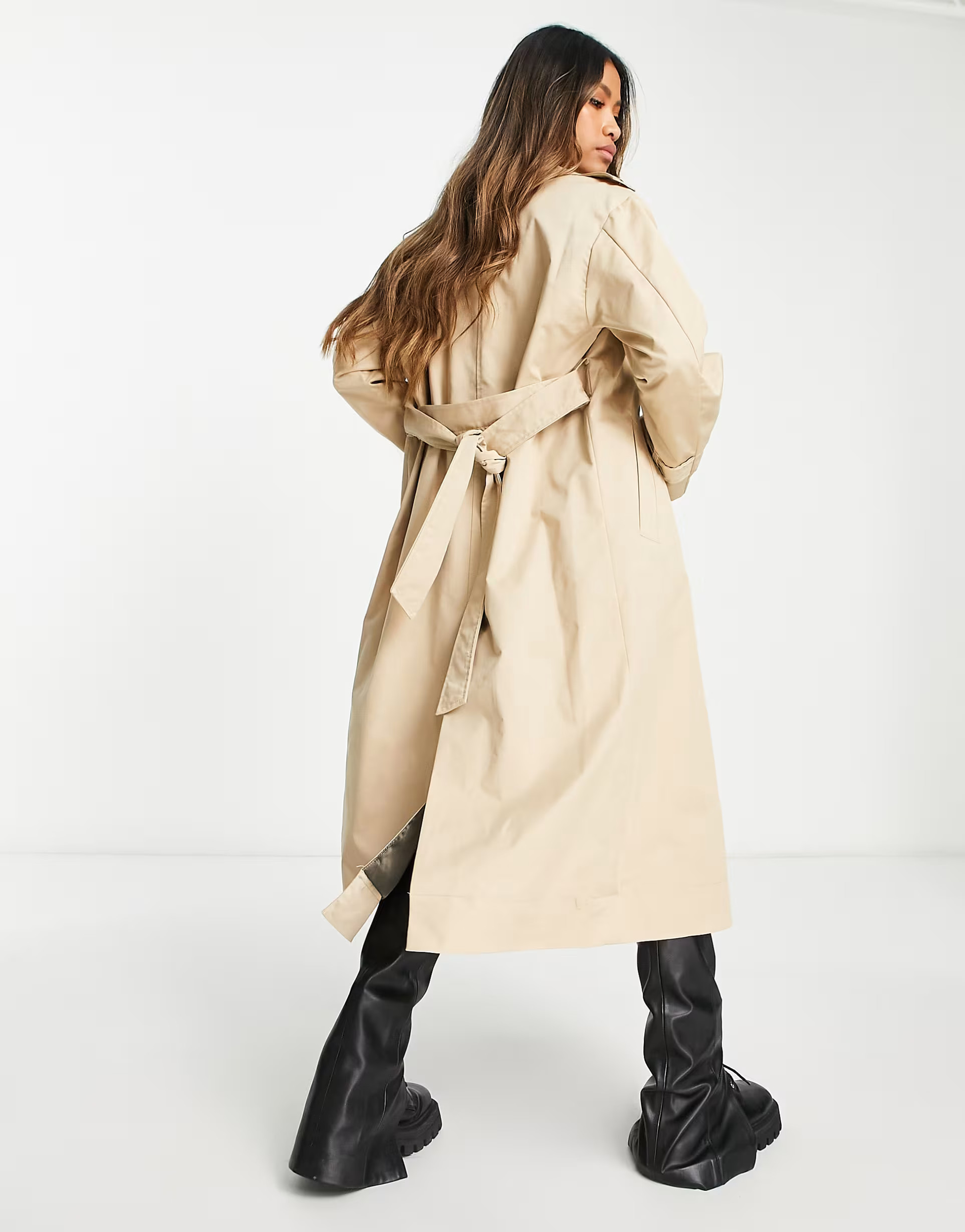 Mango tie waist trench coat in beige | ASOS (Global)