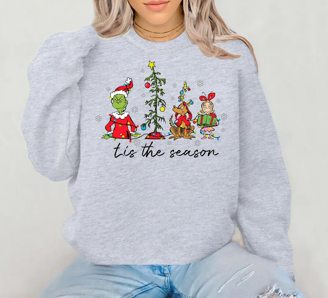 Tis the Season Grinch Sweatshirt, Merry Grinchmas Shirt, Grinch Christmas Sweatshirt, Merry Chris... | Etsy (US)