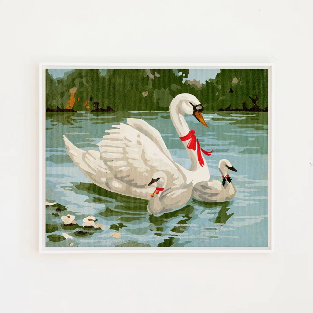 Swans A Swimming Paint By Numbervintage reproduction | Lindsay Letters, LLC