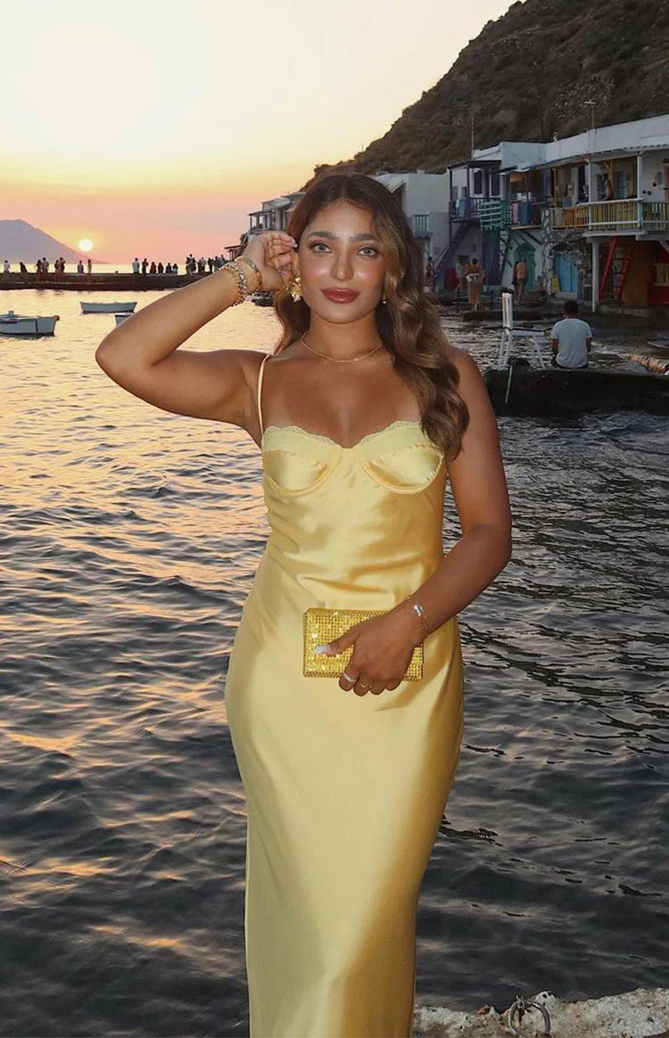 Mariana Yellow Lace Bust Midi Dress | Beginning Boutique (AU)