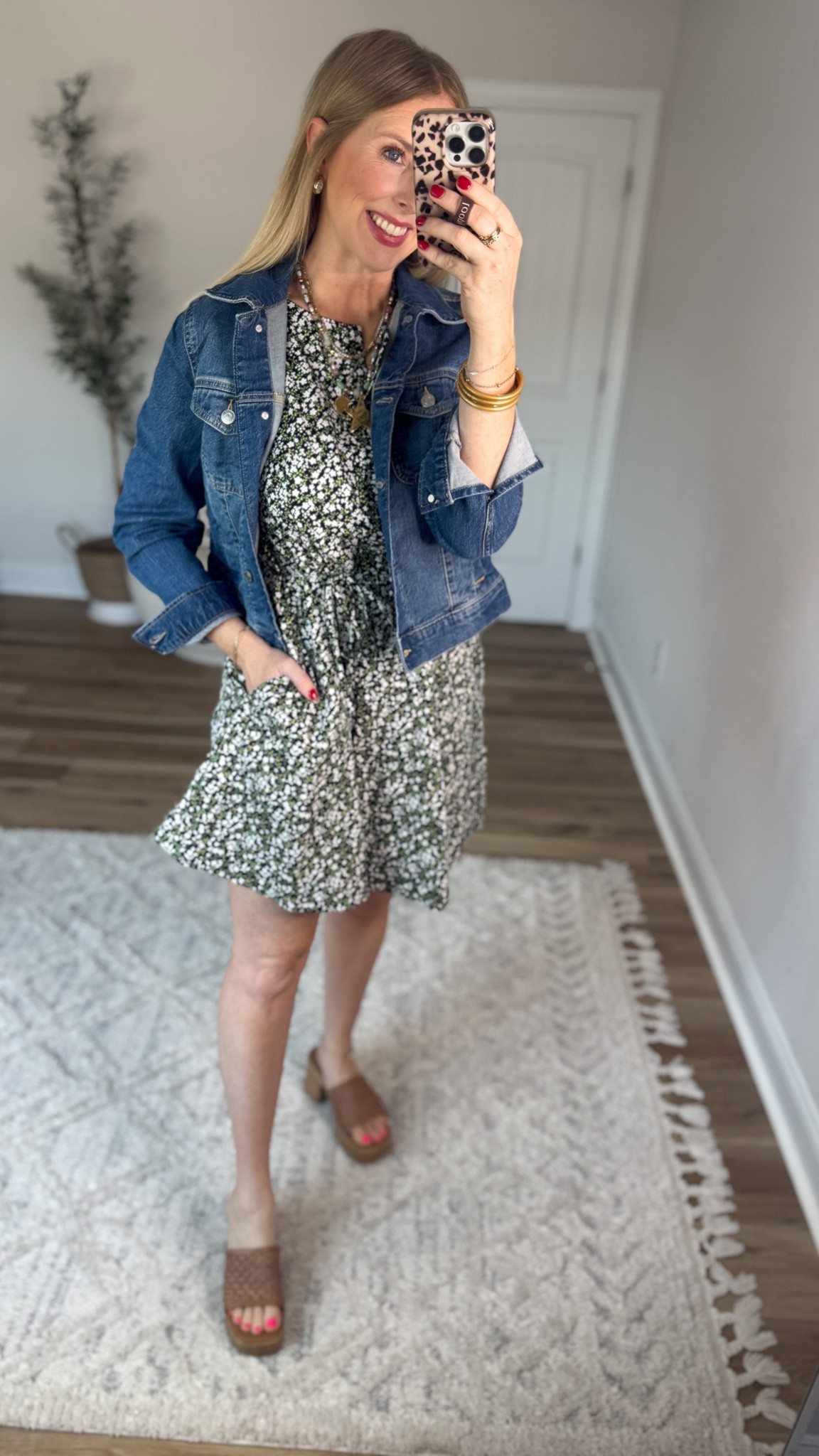 Daily try on, Walmart outfit, Walmart try on, jean jacket, floral mini dress 

#LTKmomlife #LTKootd