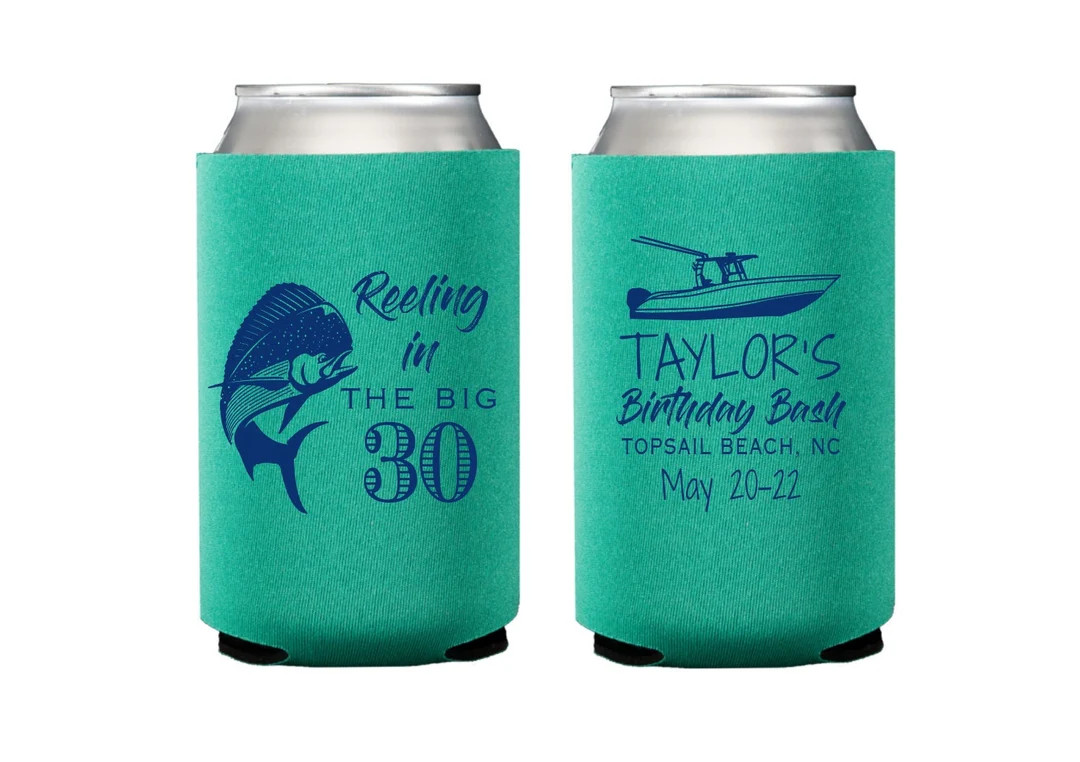Fishing Birthday Can Cooler, Deep Sea Fishing Can Cooler, Reeling in the Big One, 30th Birthday H... | Etsy (Global)