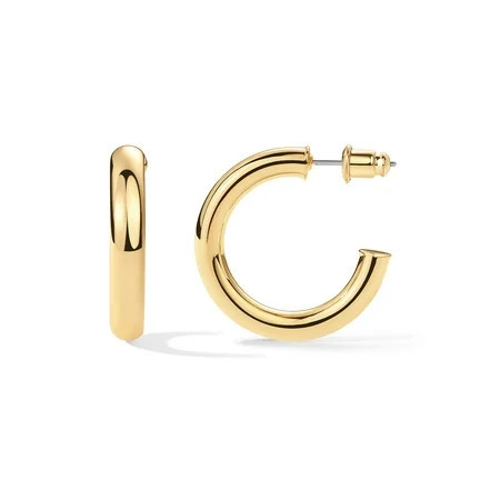 PAVOI 14K Yellow Gold Plated Lightweight Chunky Open Hoops | Gold Hoop Earrings for Women | 30mm Thick Infinity Gold Hoops Women Earrings | Walmart (US)
