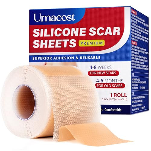 1.6”x 120”Medical Silicone Scar tape for Scars: Medical Grade Scar Sheets Reduces the Appearance of Scars from surgical Acne Stitches Burns More | Amazon (CA)