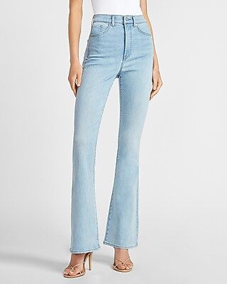 Super High Waisted Light Wash Flare Jeans | Express