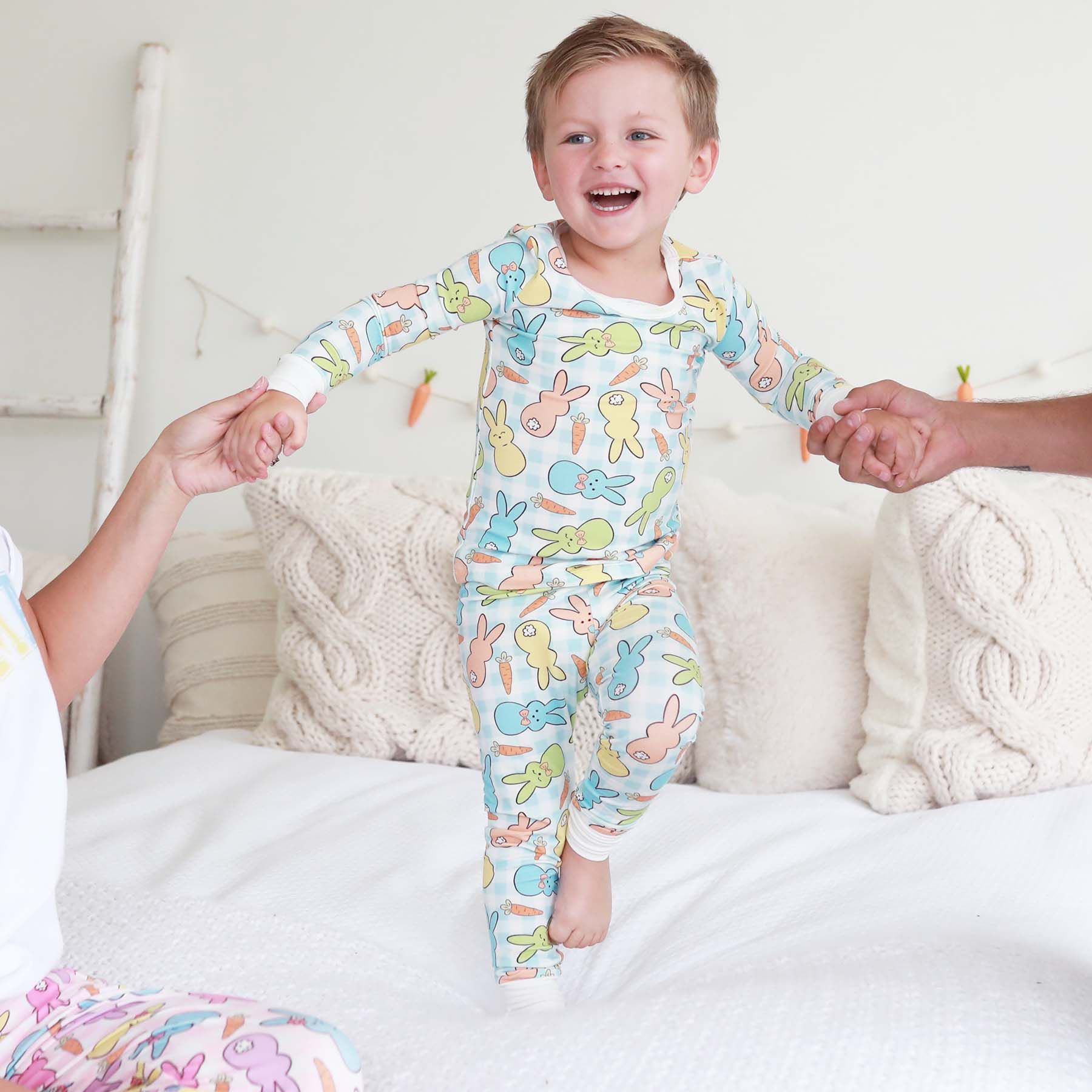 Snuggle Bunny Two Piece Pajama Set | Blue | Caden Lane