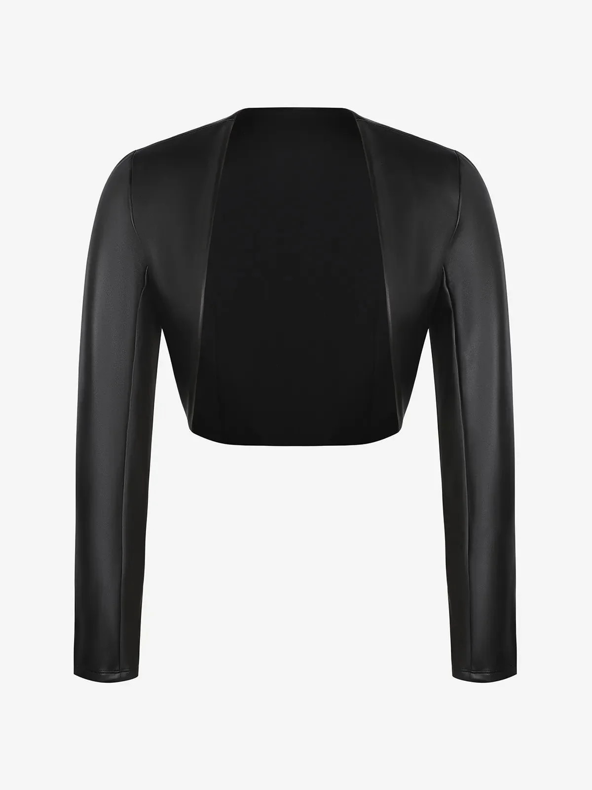 Long Sleeve Faux Leather Bolero Jacket | Popilush