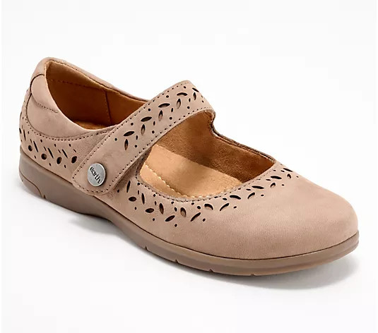 Make Your Selection: Earth Leather Perforated Mary-Janes - Kinsey | QVC