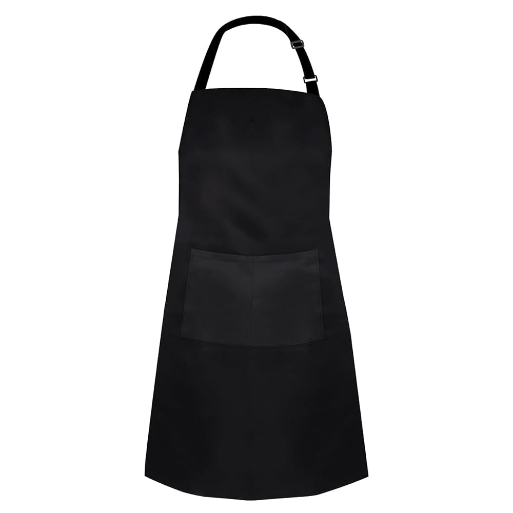 Black Bib Apron, Adjustable Apron with 2 Pockets, Unisex Aprons for Chefs and Home Kitchen | Amazon (US)