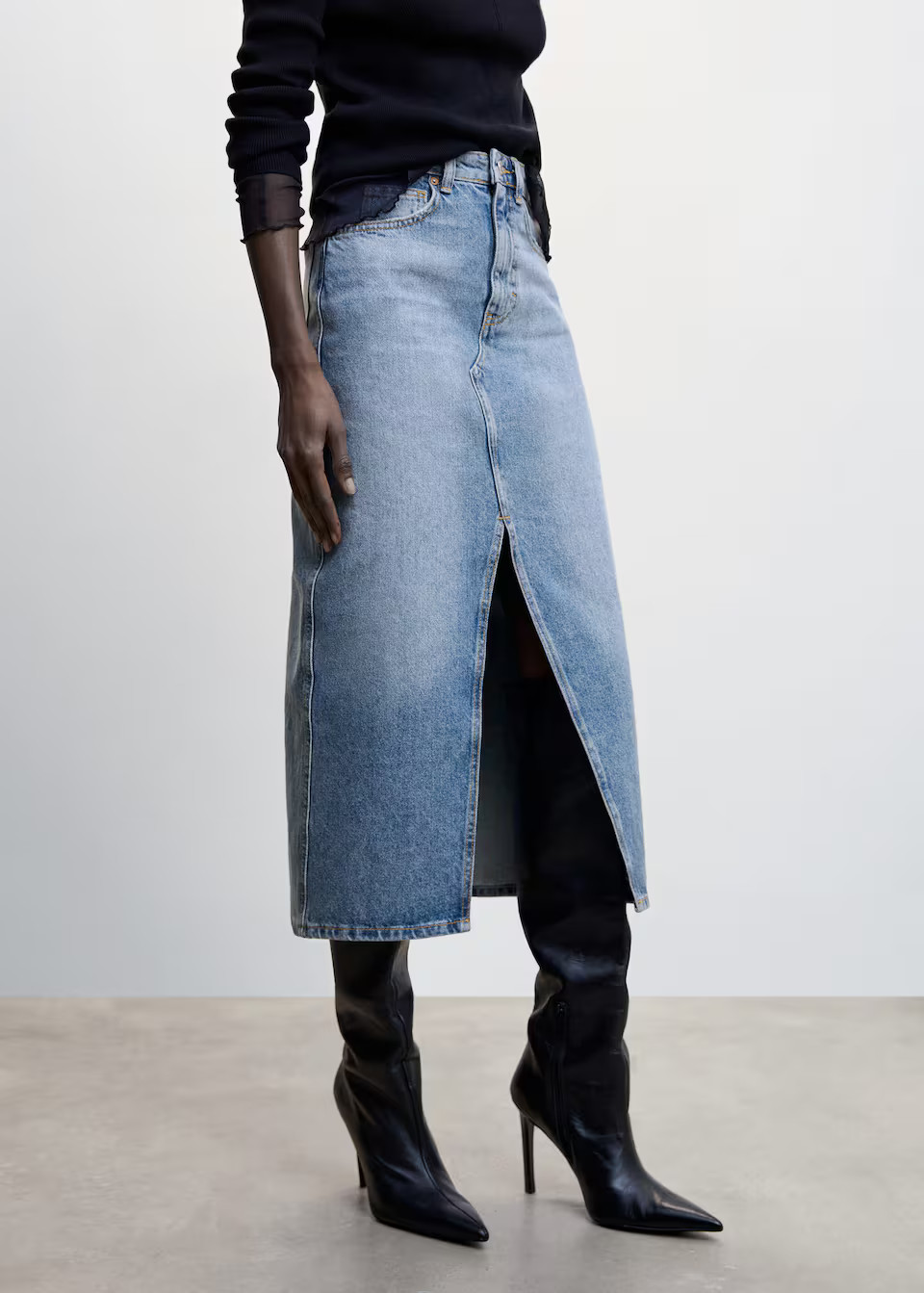 Midi denim skirt -  Women | Mango USA | MANGO (US)
