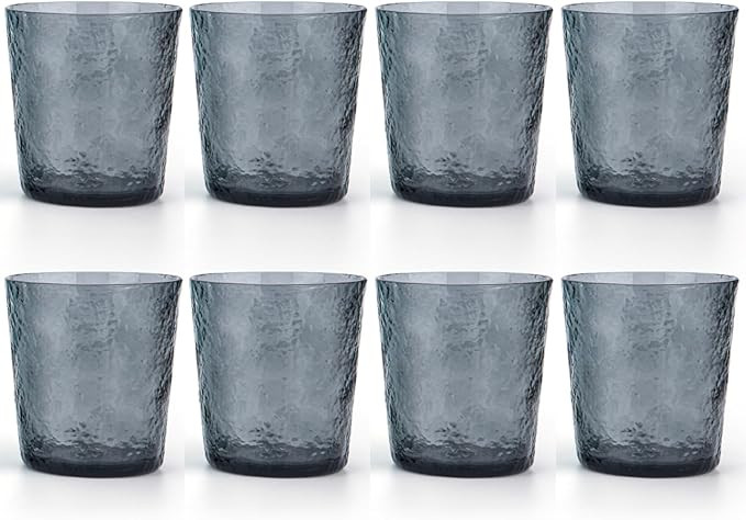 KX-WARE 12-ounce Acrylic Old Flashion Glasses Plastic Tumblers, set of 8 Gray | Amazon (US)