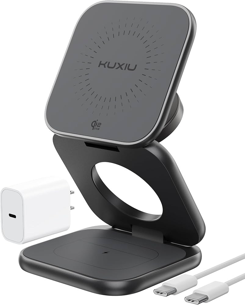 KU XIU Qi2.2 25W Magnetic Wireless Charger, Foldable 3 in 1 Travel Charging Station for iPhone 17... | Amazon (US)