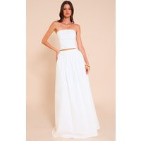 White Woven Band Detail Pleated Maxi Skirt | PrettyLittleThing US