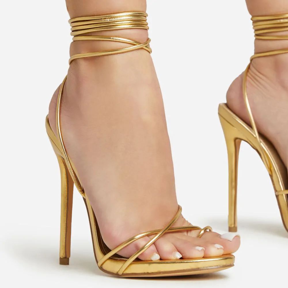 Gelato Lace Up Platform Heel In Gold Metallic Faux Leather | EGO Shoes (US & Canada)