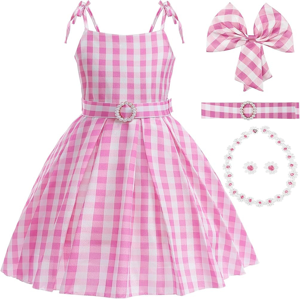 Girls Pink Costume Dress Movie Cosplay Dress Up Kids Outfits Birthday Party | Amazon (US)