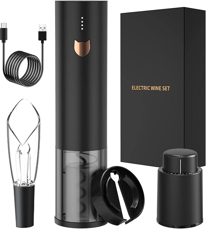 Electric Wine Opener, Rechargeable Automatic Electric Corkscrew Wine Bottle Opener Gift Set with ... | Amazon (US)