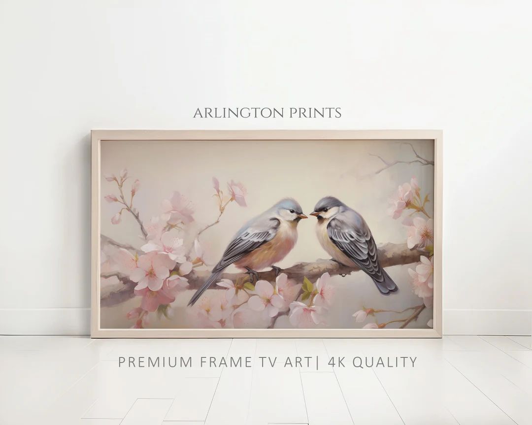 Valentine's Day Frame TV Art, Vintage Love Birds Painting, Digital Download, Moody Spring Farmhou... | Etsy (US)
