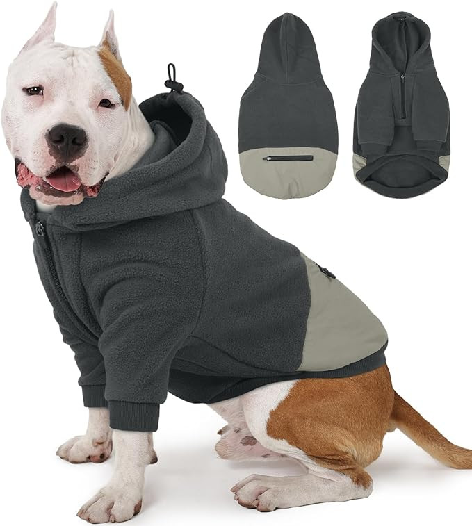 Nanaki Dog Hoodies for Large Dogs with Pocket, Long Sleeves Fleece Pullover, Adjustable Half-Zip ... | Amazon (US)
