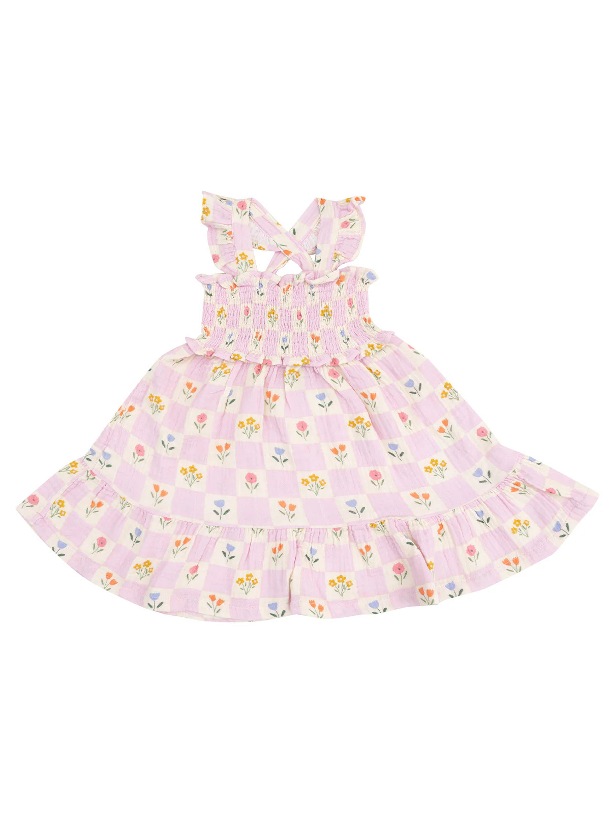 Smocked Ruffle Sundress, Floral Check | SpearmintLOVE