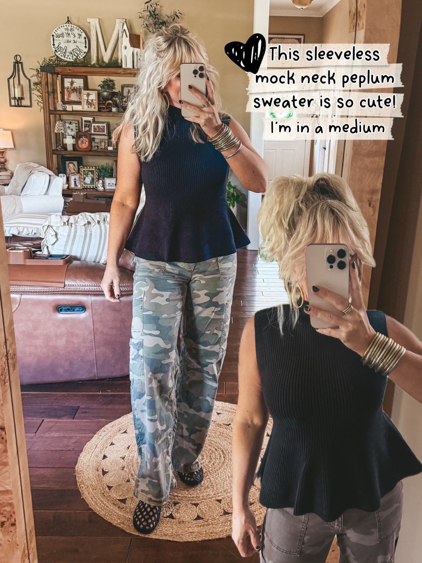 Sleeveless ribbed mock neck sweater! I’m in a medium in sweater and also these camo pants which are Walmart too!

#LTKOver40