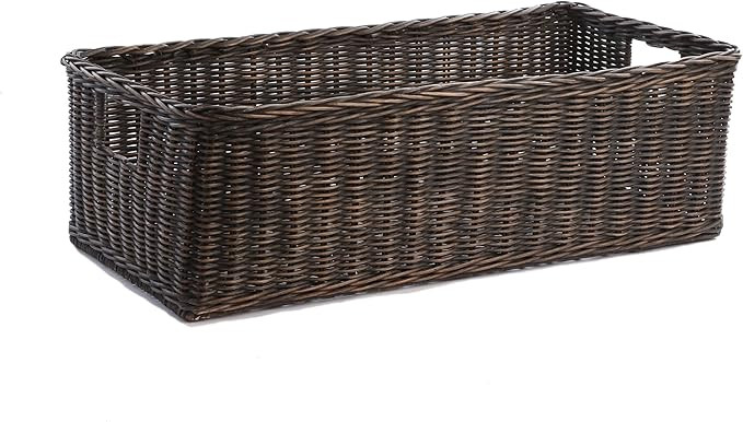 The Basket Lady Long Low Wicker Basket, Extra Large, 28.5 in L x 15 in W x 9 in H, Antique Walnut... | Amazon (US)