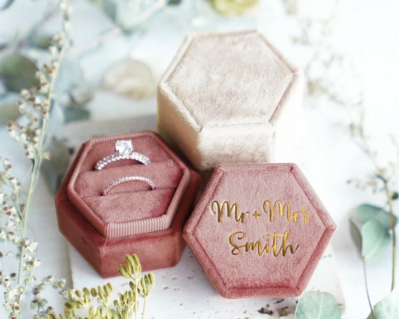 Personalized Velvet Ring Box  Monogram Ring Box  Wedding | Etsy | Etsy (US)