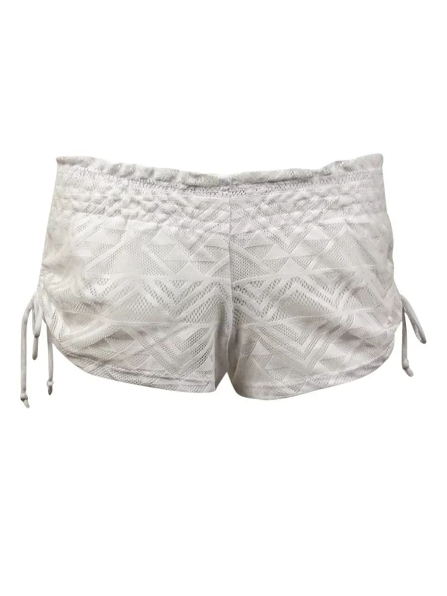 Miken Women's Ruched-Tie Lace Shorts Swim Cover-Up (XS, White) - Walmart.com | Walmart (US)