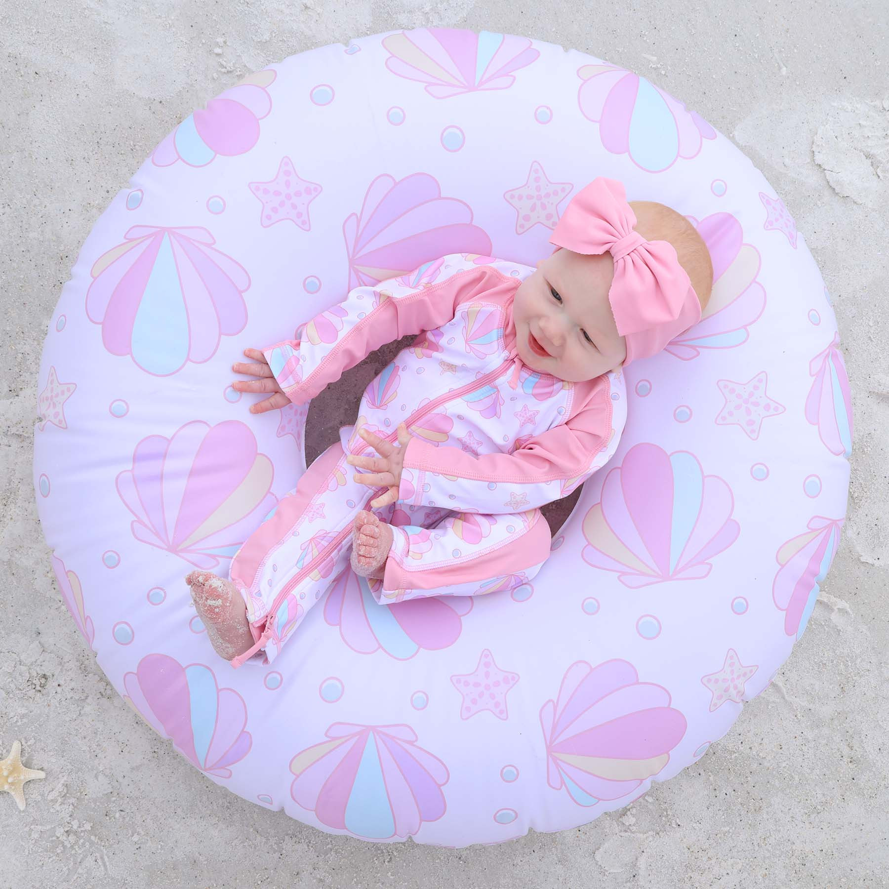 Long Sleeve Rash Guard Swim Romper Full Length | Shell Yeah! | Caden Lane