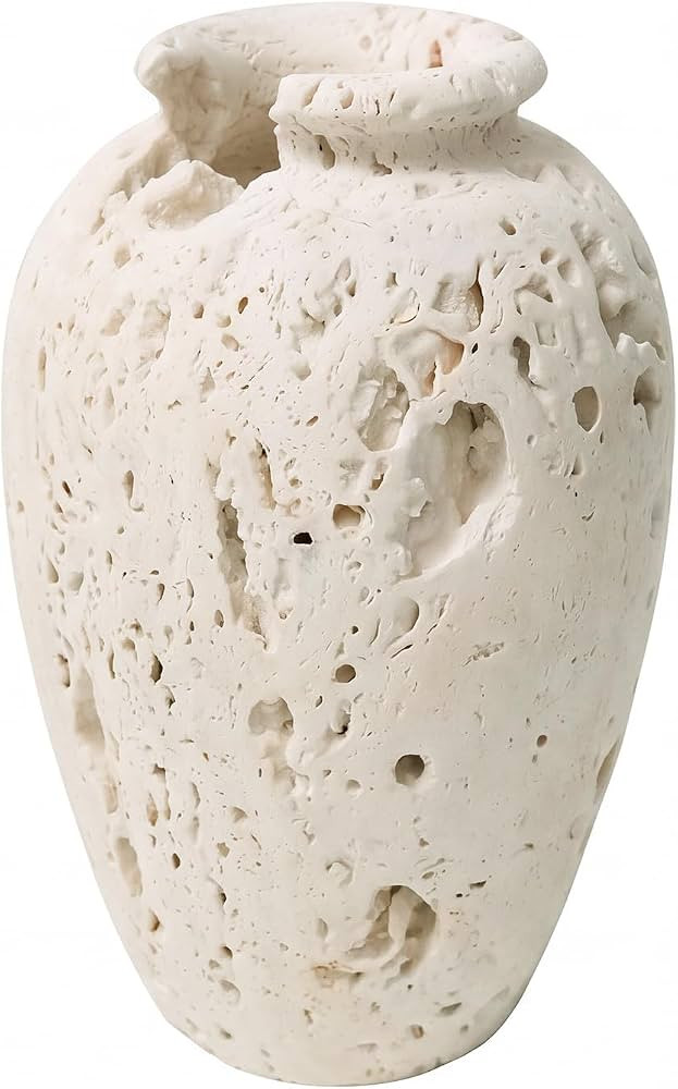 Travertine Vase, 5.9in Natural Stone Flower Vase Modern Home Decor (S) | Amazon (US)