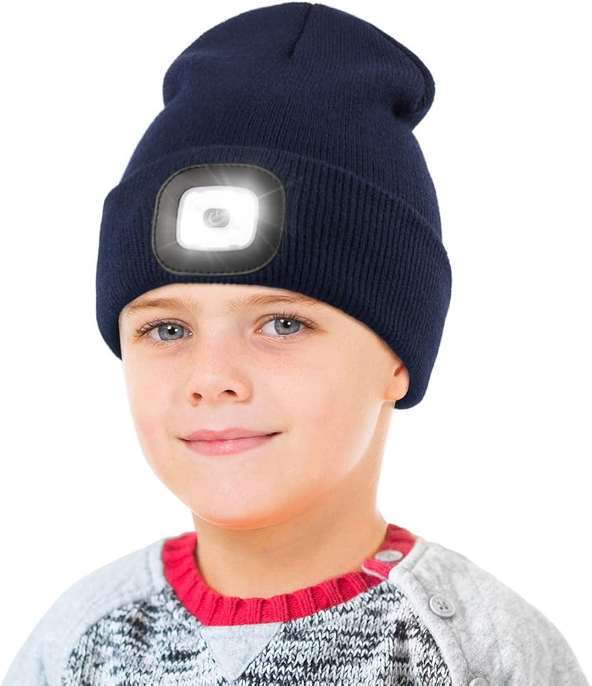 YunTuo Beanie with Light for Kids, USB Rechargeable Hands Free LED Headlamp Cap Winter Knitted Ni... | Amazon (US)