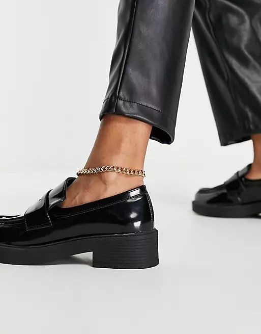 ASOS DESIGN Wide Fit Million chunky loafers in black | ASOS (Global)