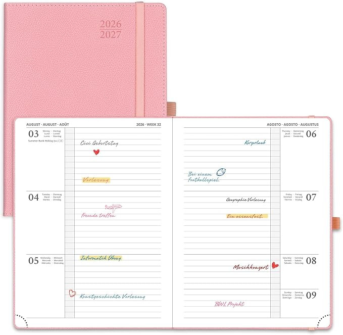 POPRUN Kalender 2026 2027 Horizontale Wochenplaner (Aug.2026-Dez.2027) – ca.A5 Terminkalender m... | Amazon (DE)