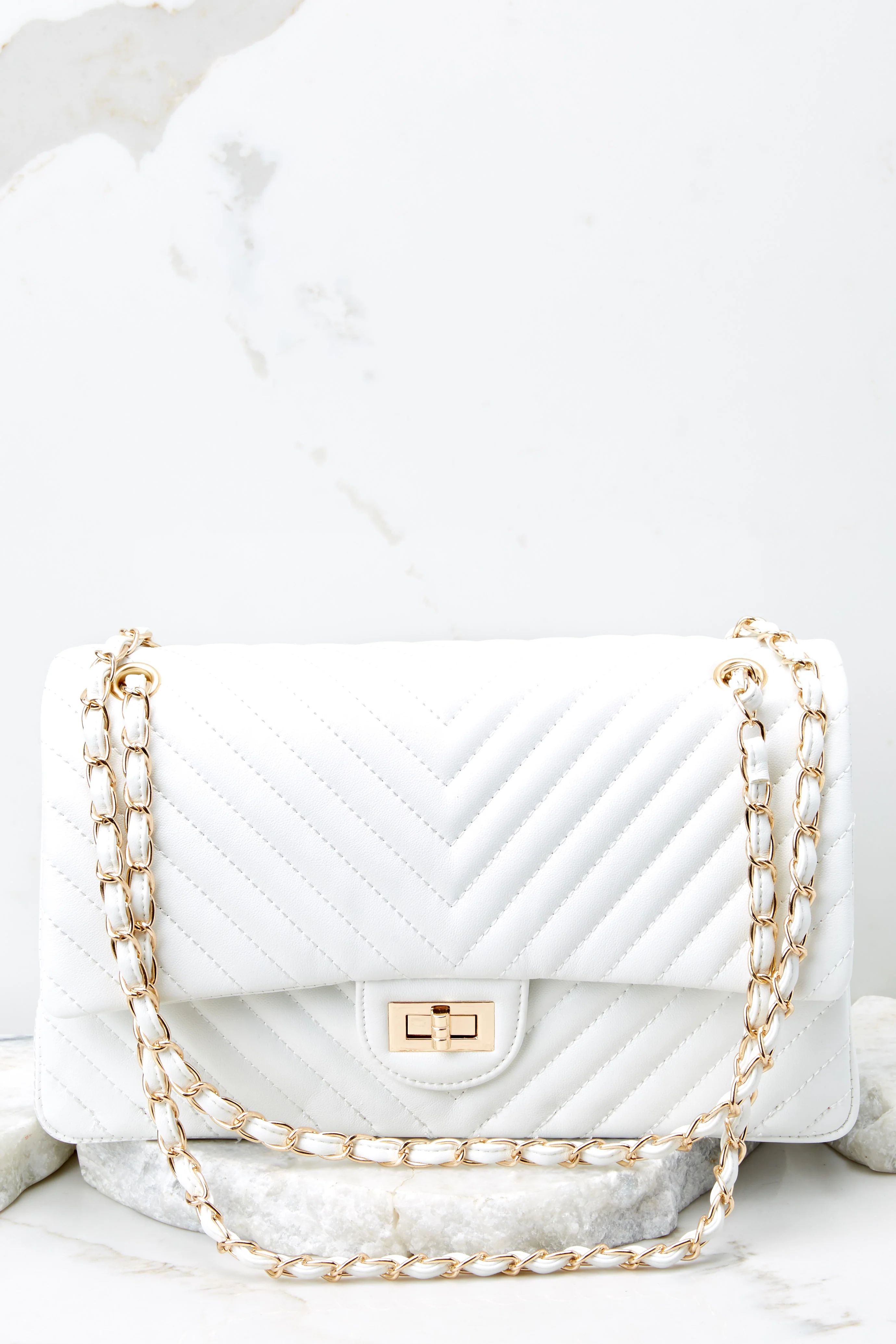 Polished And Poised White Bag | Red Dress 