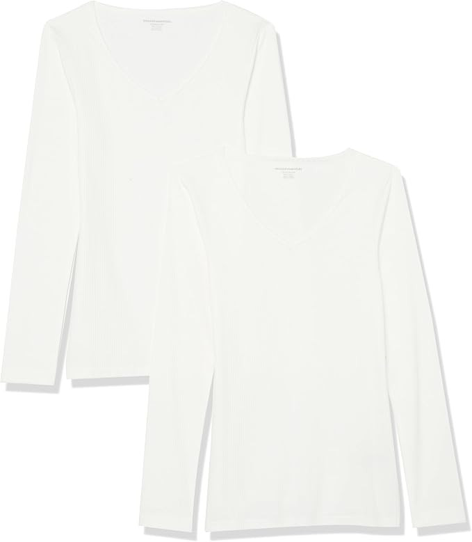Amazon Essentials Women's Slim-Fit Layering Long Sleeve Knit Rib V-Neck (Available in Plus Size),... | Amazon (US)