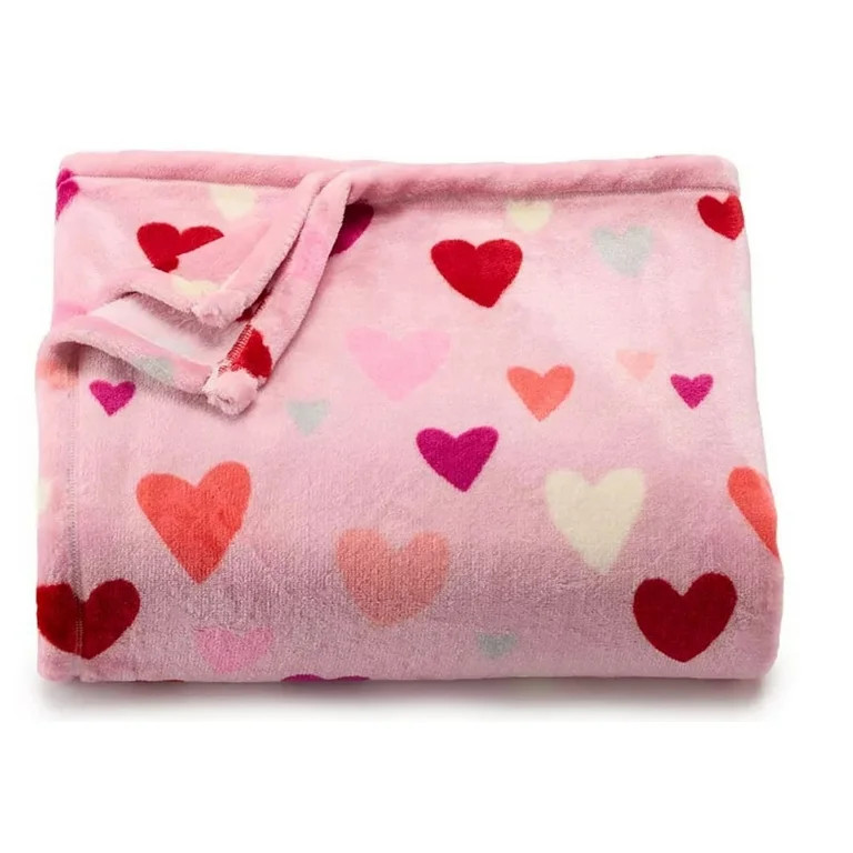 The Big One Throw Blanket, Pink Hearts for Valentine's Day, Soft Plush Polyester 60" x 72" | Walmart (US)